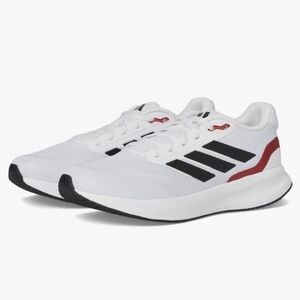 Adidas Mens Run Falcon 5 White and Red Sneakers